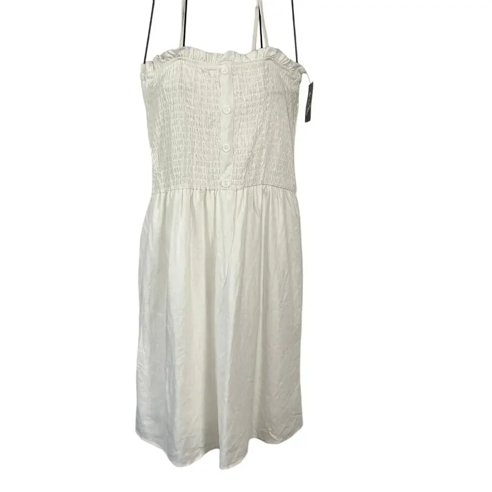 Art Class Girls' White Smocked Button-Front Dress - Size XXL - NWT